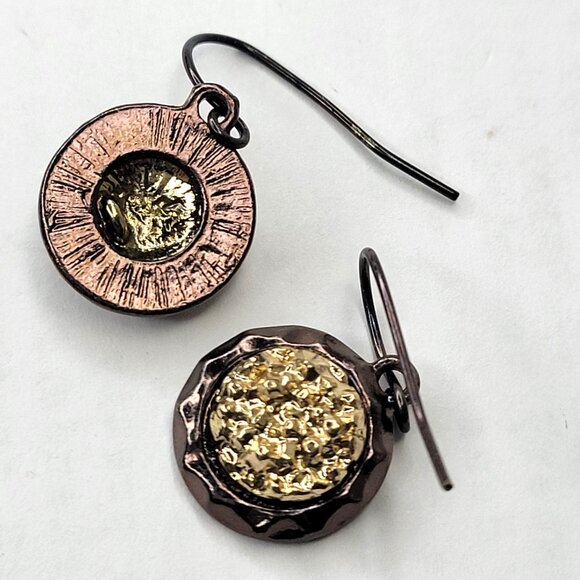 Long Necklace Round Beads Bronze Gold Hues with Earrings - Picture 10 of 11